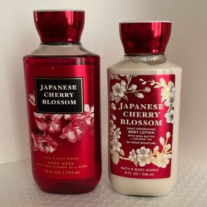 Bath & body works Japanese Cherry Blossom body wash and body lotion.